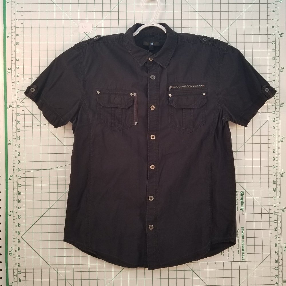 Twice Black Button Down with Zip Pocket